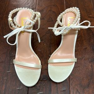 Pearl ankle wrap heels